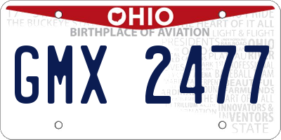 OH license plate GMX2477
