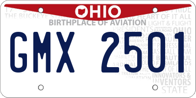 OH license plate GMX2501