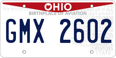 OH license plate GMX2602