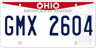 OH license plate GMX2604