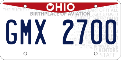 OH license plate GMX2700
