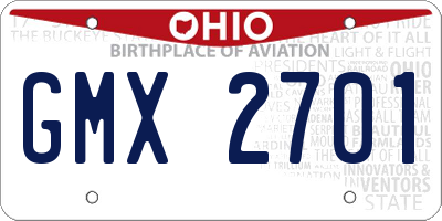 OH license plate GMX2701