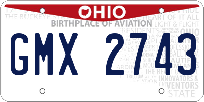OH license plate GMX2743