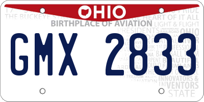 OH license plate GMX2833