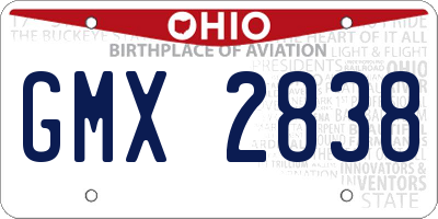 OH license plate GMX2838