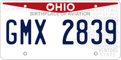 OH license plate GMX2839