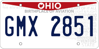 OH license plate GMX2851