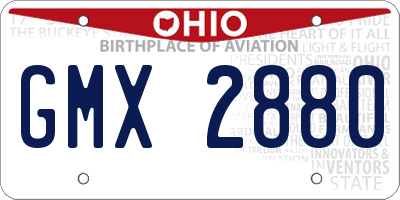 OH license plate GMX2880