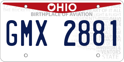 OH license plate GMX2881