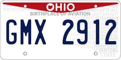 OH license plate GMX2912