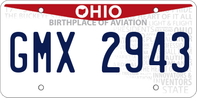 OH license plate GMX2943