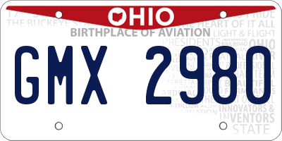 OH license plate GMX2980