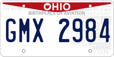 OH license plate GMX2984