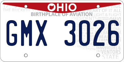 OH license plate GMX3026