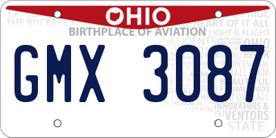 OH license plate GMX3087