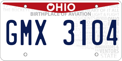 OH license plate GMX3104
