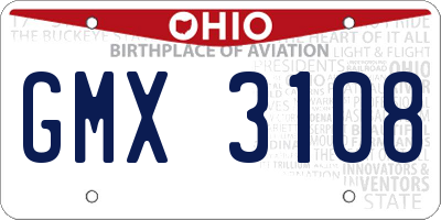 OH license plate GMX3108