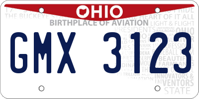OH license plate GMX3123