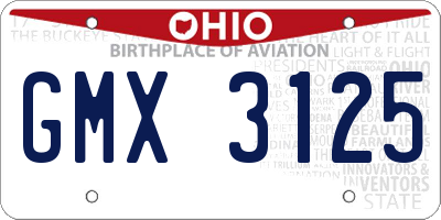 OH license plate GMX3125