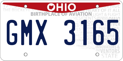 OH license plate GMX3165