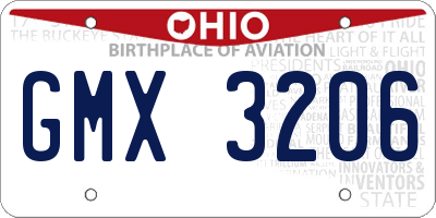 OH license plate GMX3206