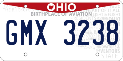 OH license plate GMX3238