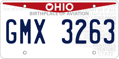 OH license plate GMX3263