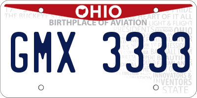 OH license plate GMX3333