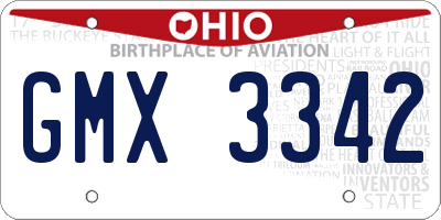 OH license plate GMX3342