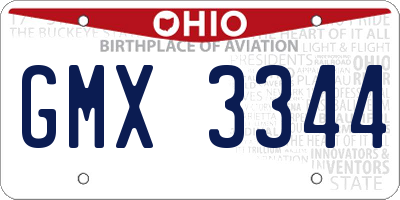 OH license plate GMX3344