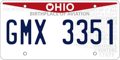 OH license plate GMX3351