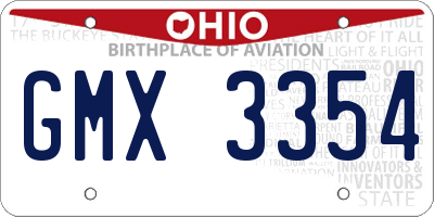 OH license plate GMX3354