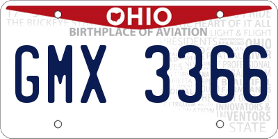OH license plate GMX3366