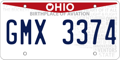 OH license plate GMX3374