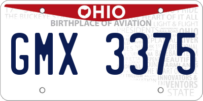 OH license plate GMX3375