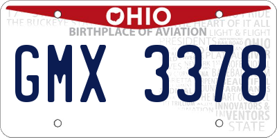 OH license plate GMX3378