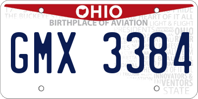 OH license plate GMX3384