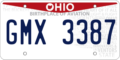 OH license plate GMX3387