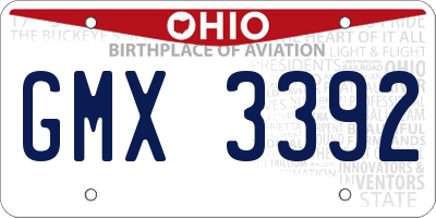 OH license plate GMX3392