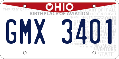 OH license plate GMX3401