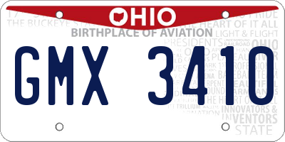 OH license plate GMX3410