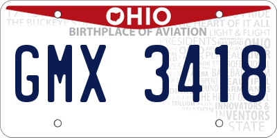 OH license plate GMX3418