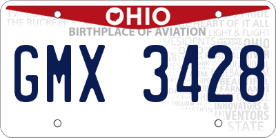 OH license plate GMX3428