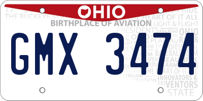 OH license plate GMX3474