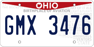OH license plate GMX3476