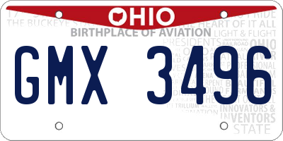 OH license plate GMX3496