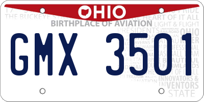 OH license plate GMX3501
