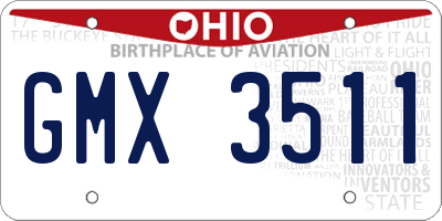OH license plate GMX3511