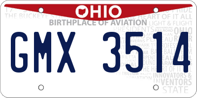OH license plate GMX3514