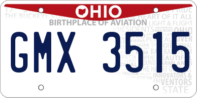 OH license plate GMX3515